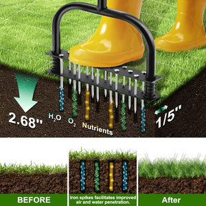 (🎉Spring Sale - 30% Off)Lawn Aerator Tool with 15 Iron Spikes