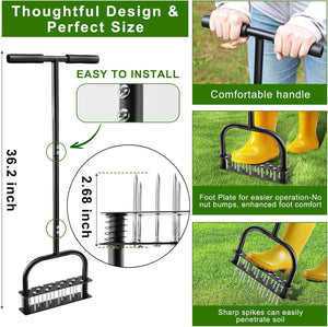 (🎉Spring Sale - 30% Off)Lawn Aerator Tool with 15 Iron Spikes