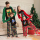 Colorblock Cute Pattern Round Neck Long Sleeve Christmas Parent-Child Pajamas