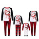 Reindeer Letter Print Ragaln-sleeve Red Plaid Pajamas Sets