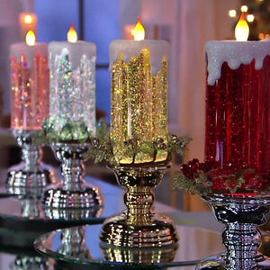 COLOR CHANGING LED WATER CANDLE WITH GLITTER