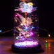 Sprif Galaxy Rose Flowers Forever Enchanted Rose with Colorful LED Light in Glass Dome for Romantic Gifts on Valentine Mothers Day Anniversary (Colorful Beads)