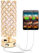 USB Crystal Table Lamp, Gold Table Lamp with Dual USB Charging Ports