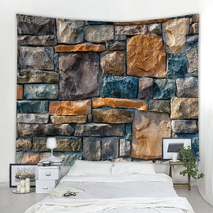 Vintage 3D Large Wall Tapestry Art Decor Blanket Curtain Picnic Tablecloth Hanging Home Bedroom Living Room Dorm Decoration Brick Stone